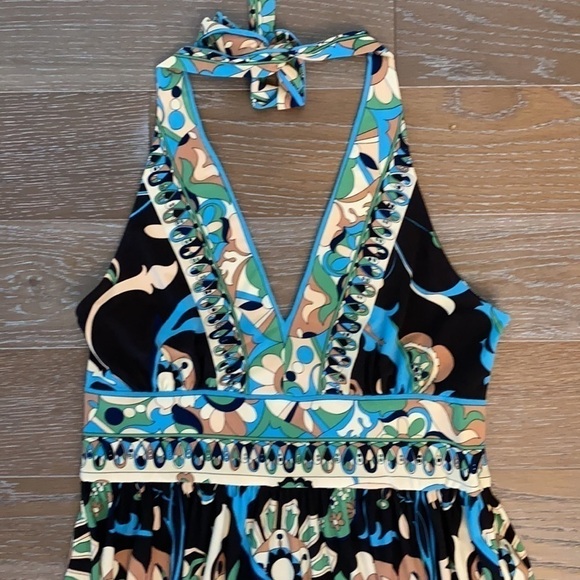Jones New York  70's Print Halter Dress | 12 - Picture 2 of 6